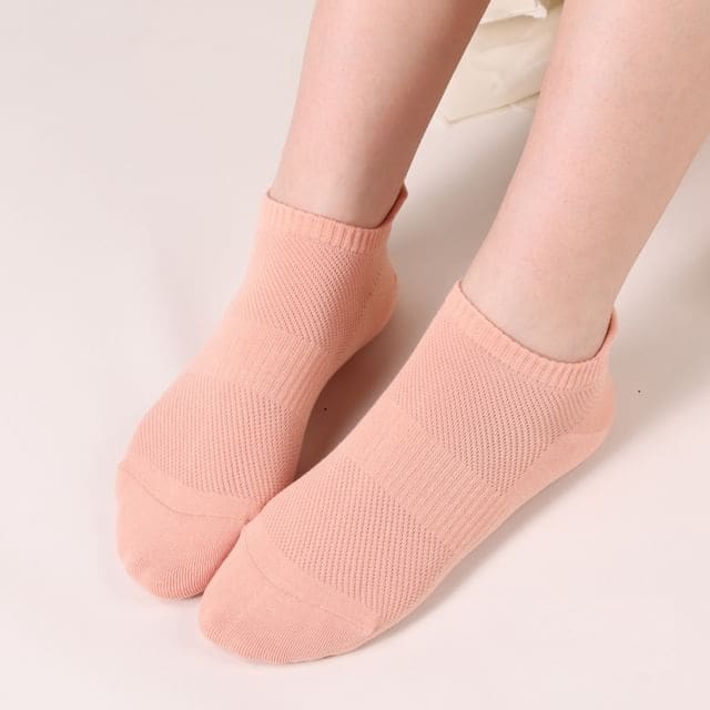 Plain Perforated Ankle Socks - Orange / One Size