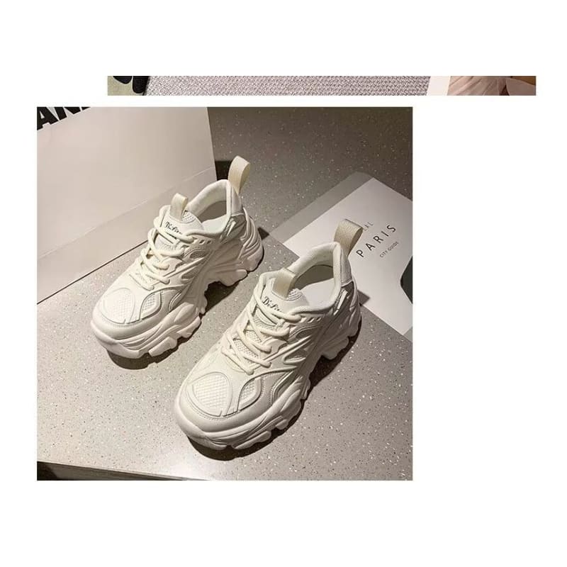 Plain Platform Panel Mesh Sneakers