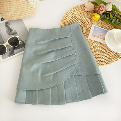 Plain Pleated A-Line Skirt