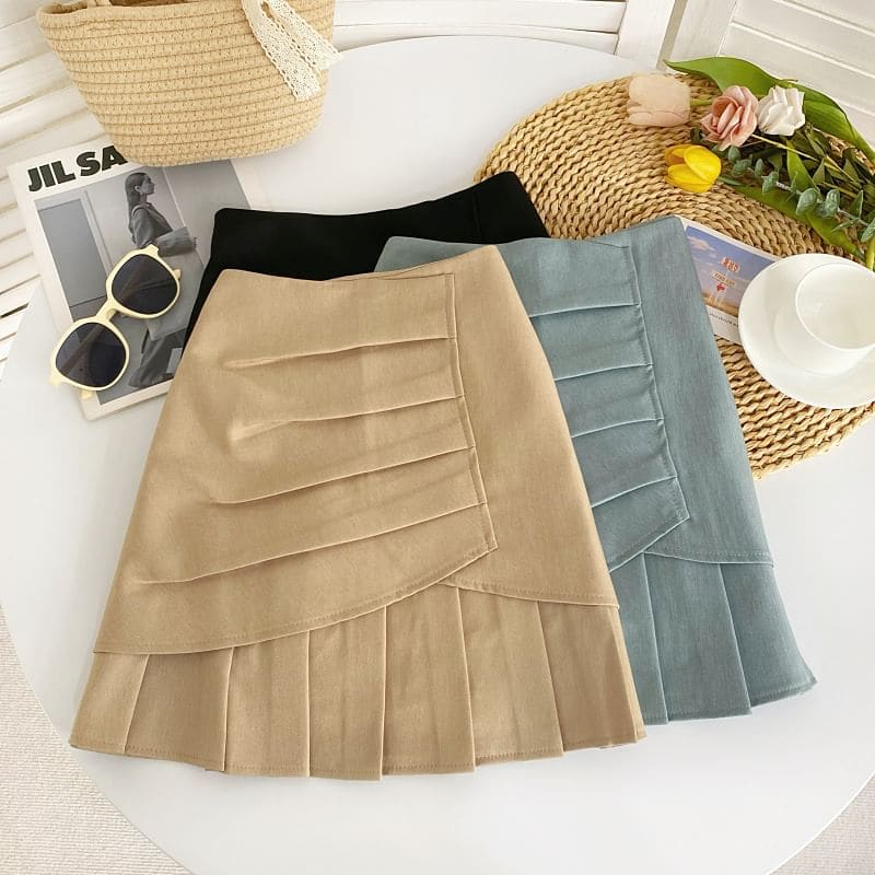 Plain Pleated A-Line Skirt