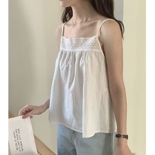 Plain Pointelle Cami Top