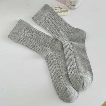 Plain Pointelle Knit Socks / Set