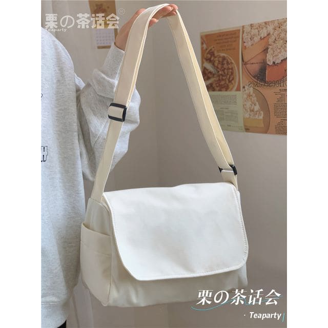 Plain Polyester Messenger Bag - Without Charm - Off-White