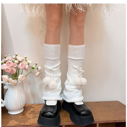 Plain Pom Pom Leg Warmers