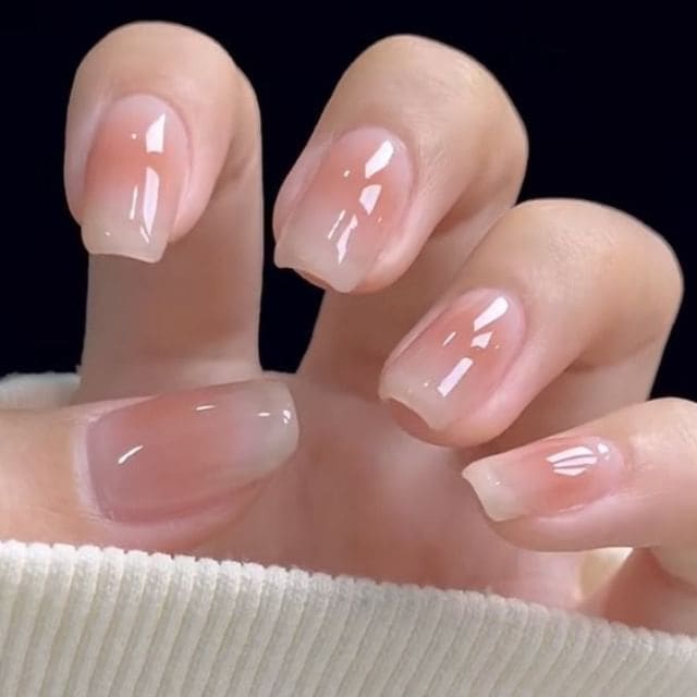 Plain Press-On Nails - A237 - Pink - With Glue / One Size