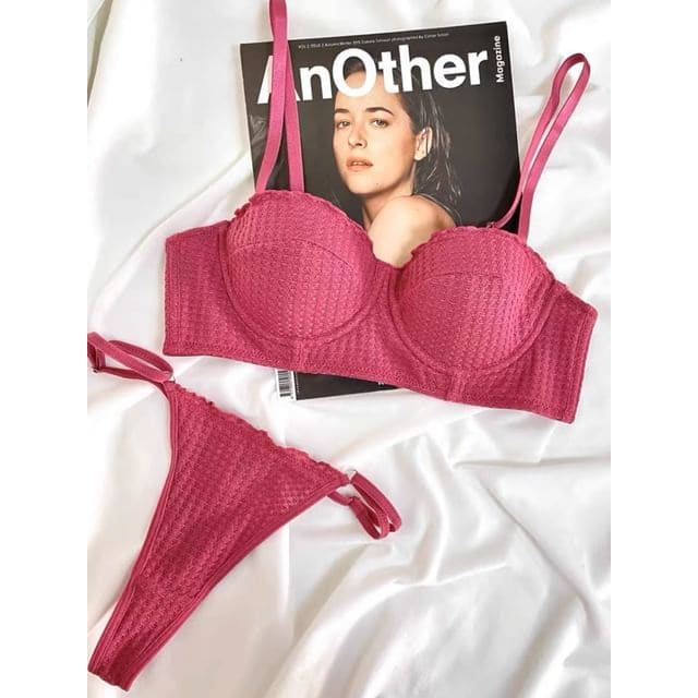 Plain Push - Set of 2 - Bra & Panty - Rose Pink / 32/70AB