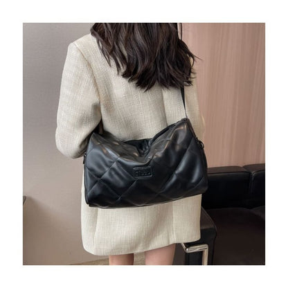 Plain Quilted Faux Leather Crossbody Bag