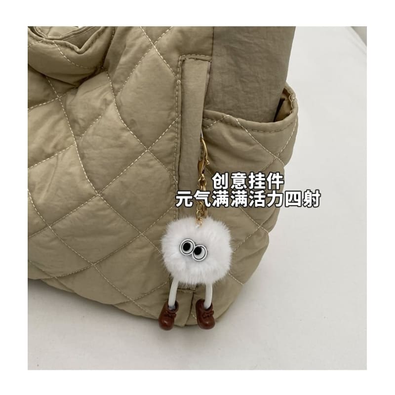 Plain Quilted Tote Bag / Bag Charm / Set