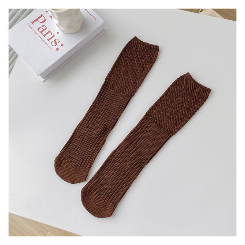 Plain Ribbed Knit Socks