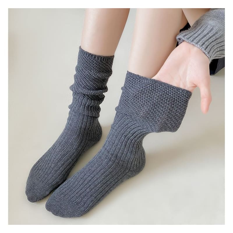 Plain Ribbed Knit Socks