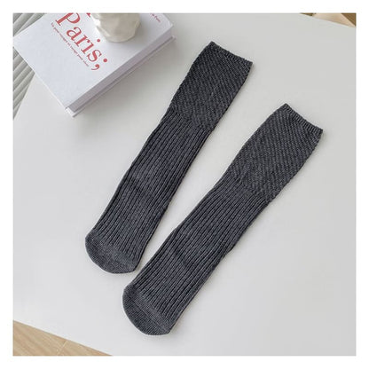 Plain Ribbed Knit Socks