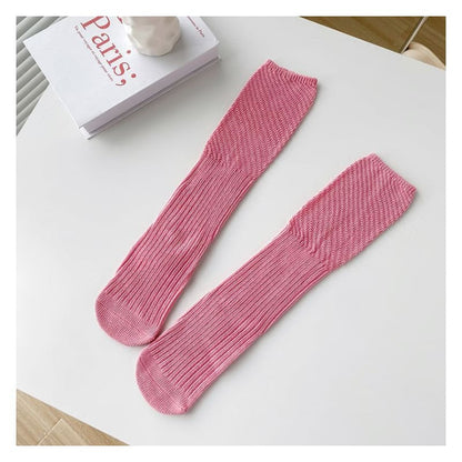 Plain Ribbed Knit Socks