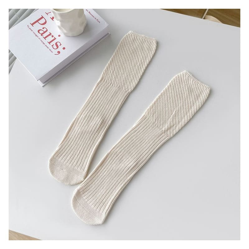 Plain Ribbed Knit Socks