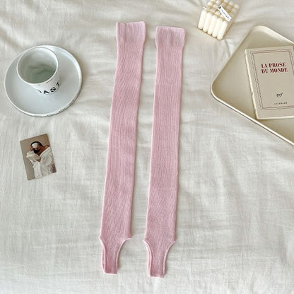 Plain Ribbed Leg Warmer - Pink / One Size