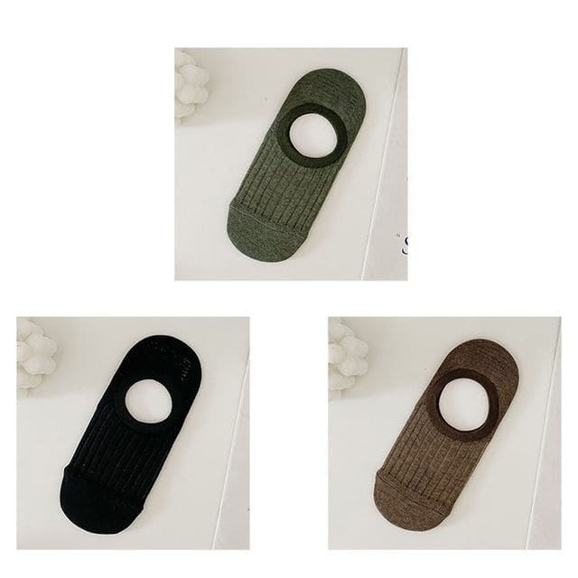 Plain Ribbed - Set of 3 Pairs - Army Green & Black & Dark