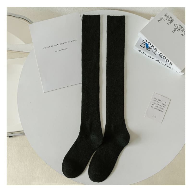 Plain Ribbed Tall Socks / Set