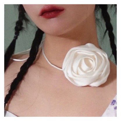 Plain Rose Choker - Beige / One Size