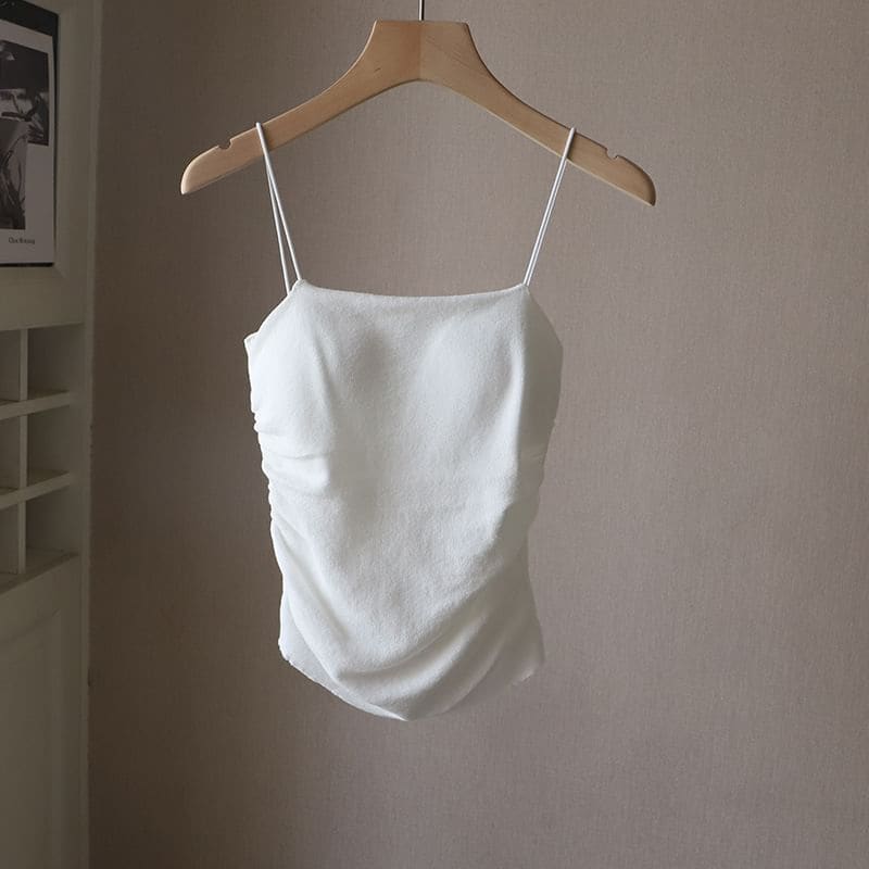 Plain Ruched Padded Camisole Top