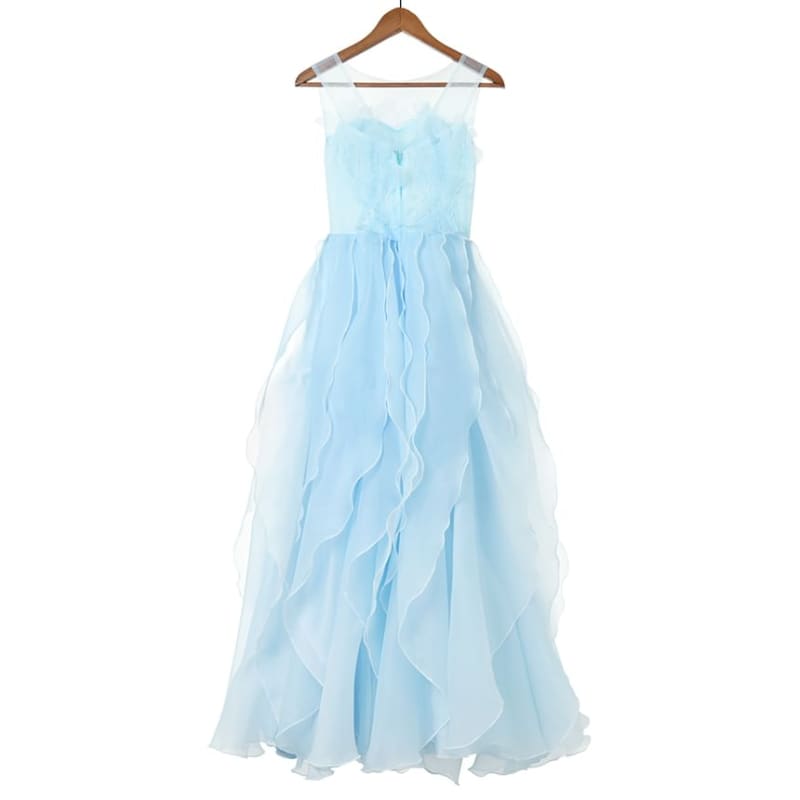 Plain Ruffle A-Line Evening Gown