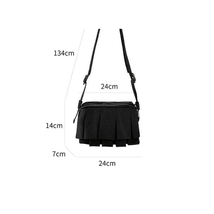 Plain Ruffle Nylon Crossbody Bag