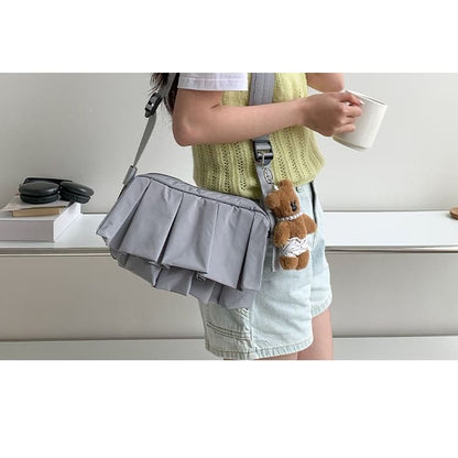 Plain Ruffle Nylon Crossbody Bag