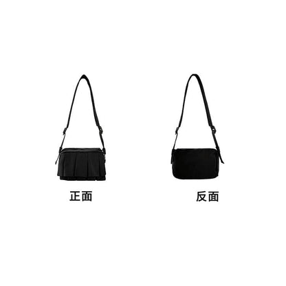 Plain Ruffle Nylon Crossbody Bag