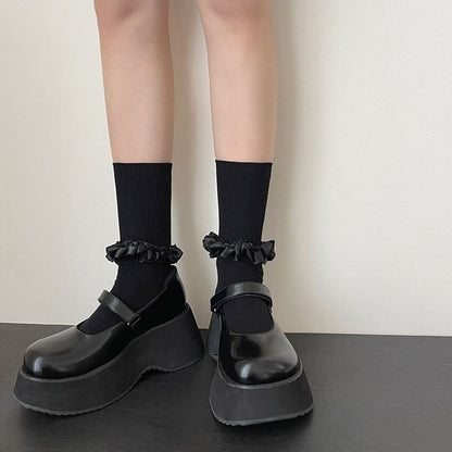 Plain Ruffle Trim Socks