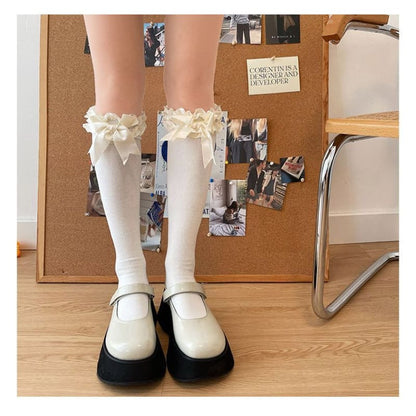 Plain Ruffled Tall Socks