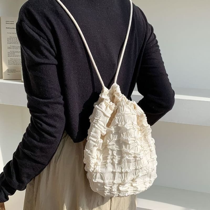 Plain Shirred Bucket Bag