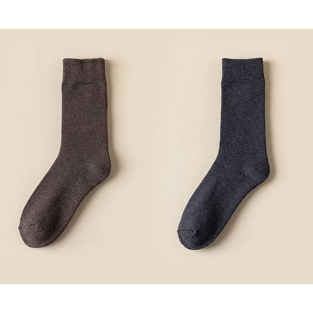 Plain Short Socks Set - Set of 2 Pairs - Dark Coffee & Dark