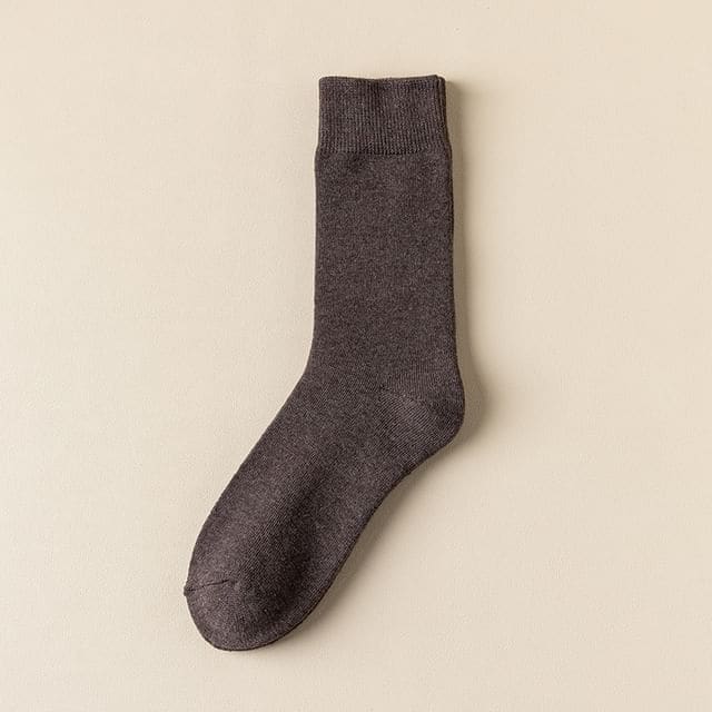 Plain Short Socks Set - Set of 2 Pairs - Dark Coffee & Dark