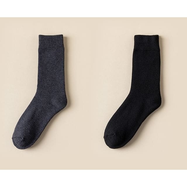 Plain Short Socks Set - Set of 2 Pairs - Dark Gray & Black