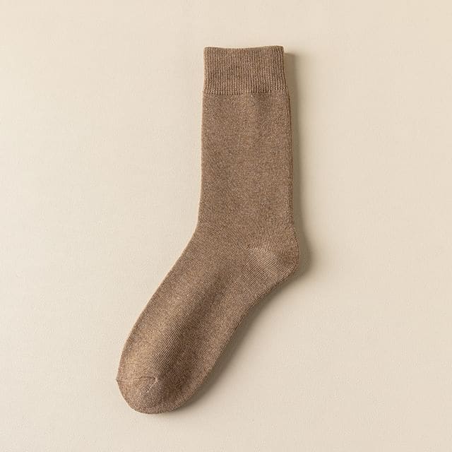 Plain Short Socks Set - Set of 2 Pairs - Light Coffee &