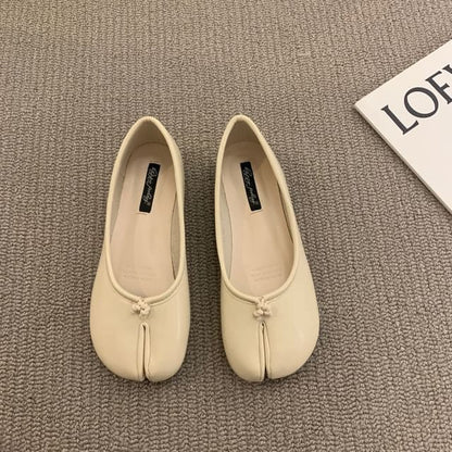 Plain Slit Flats - Y1799-2 - Off-White / 35