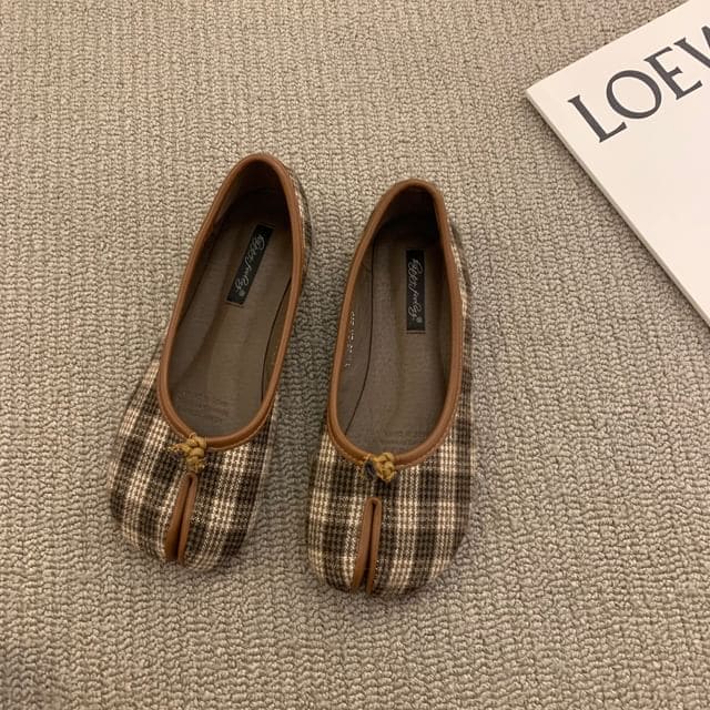 Plain Slit Flats - Y1799-2A - Coffee / 35