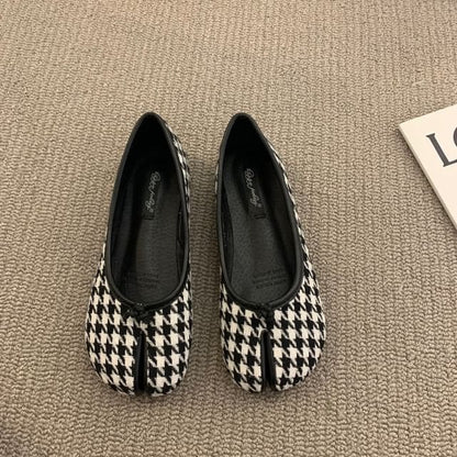 Plain Slit Flats - Y1799-2A - Houndstooth - Black & White