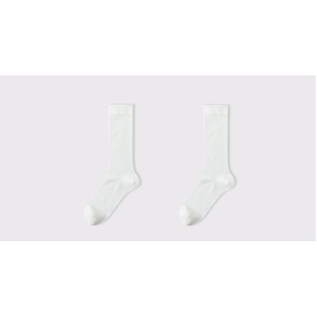 Plain Socks Set - Set of 2 Pairs - Milky White / One Size