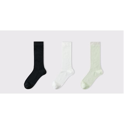 Plain Socks Set - Set of 3 Pairs - Black & Milky White &