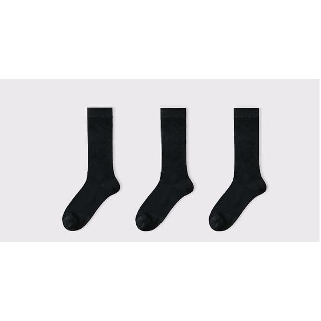 Plain Socks Set - Set of 3 Pairs - Black / One Size