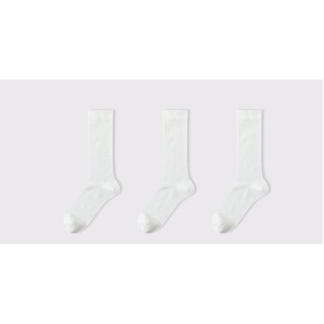 Plain Socks Set - Set of 3 Pairs - Milky White / One Size