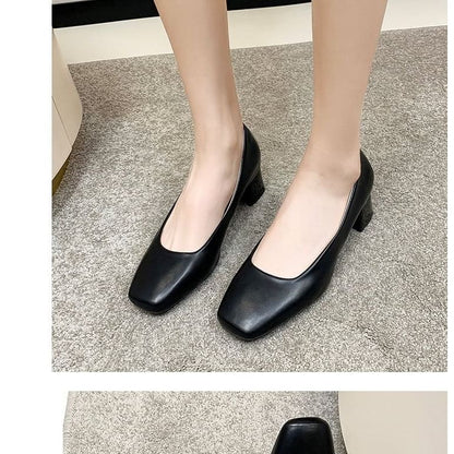 Plain Square Toe Pumps