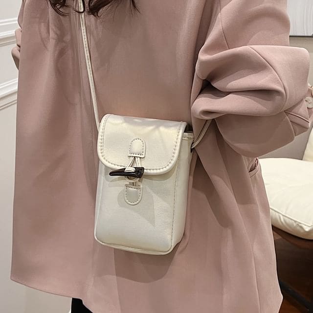 Plain Toggle Faux Leather Mobile Phone Crossbody Bag