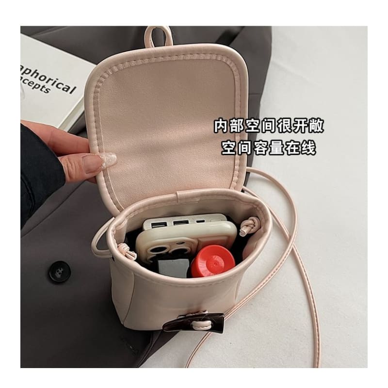 Plain Toggle Faux Leather Mobile Phone Crossbody Bag