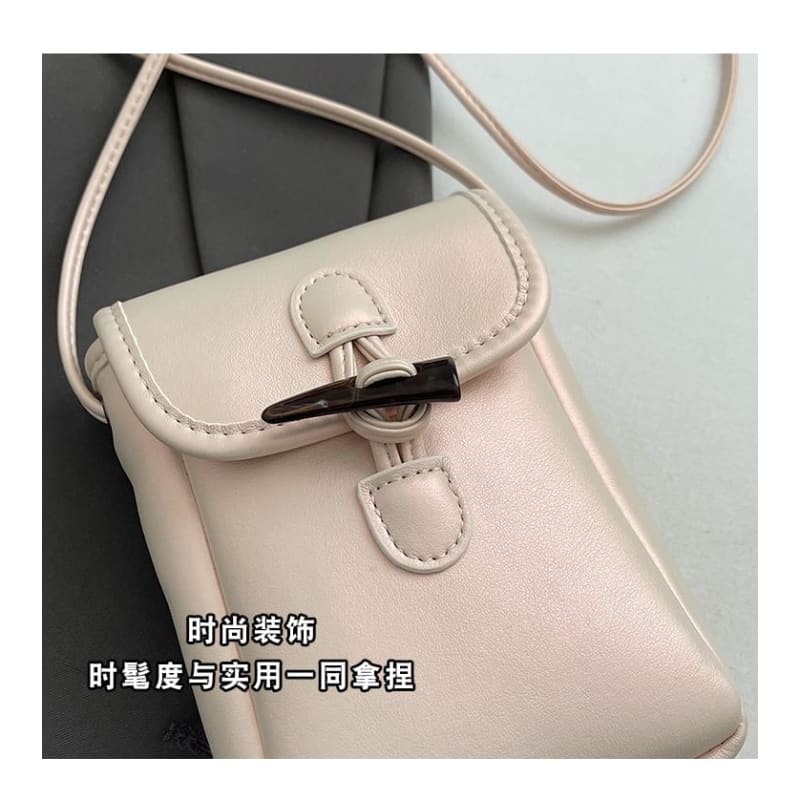 Plain Toggle Faux Leather Mobile Phone Crossbody Bag