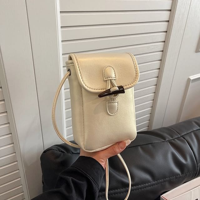 Plain Toggle Faux Leather Mobile Phone Crossbody Bag