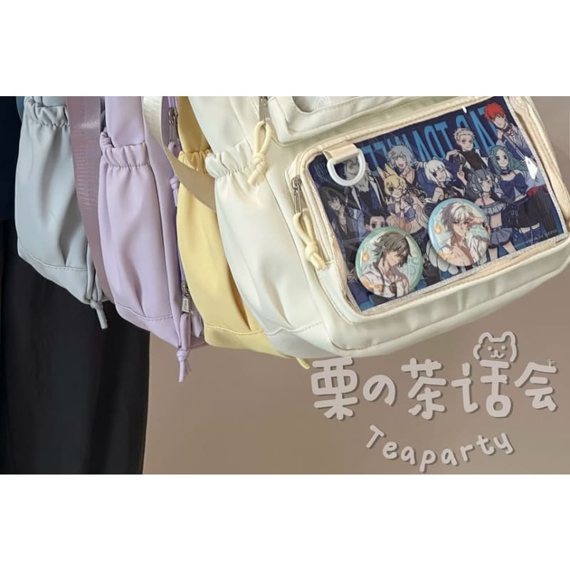 Plain Transparent Panel Crossbody Tote Bag