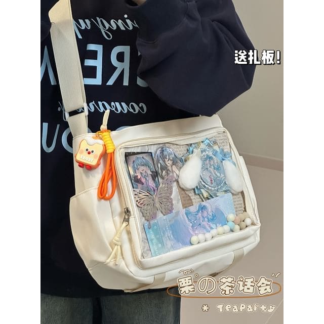 Plain Transparent Panel Messenger Bag - With Toast