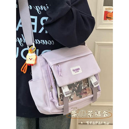 Plain Transparent Panel Messenger Bag - With Toast - Purple