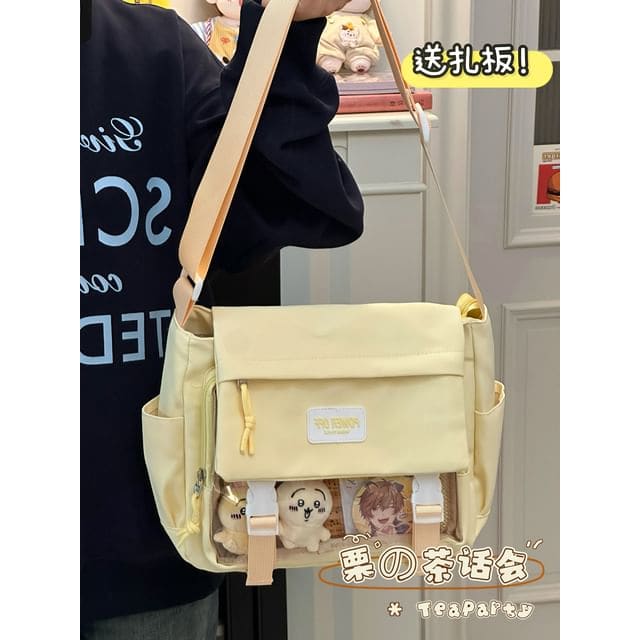 Plain Transparent Panel Messenger Bag - Yellow / One Size