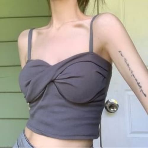 Plain Twist Camisole Top - Gray / One Size